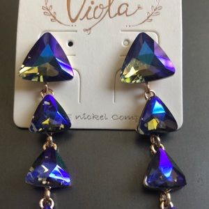 Blue Triangle Droplet Earrings